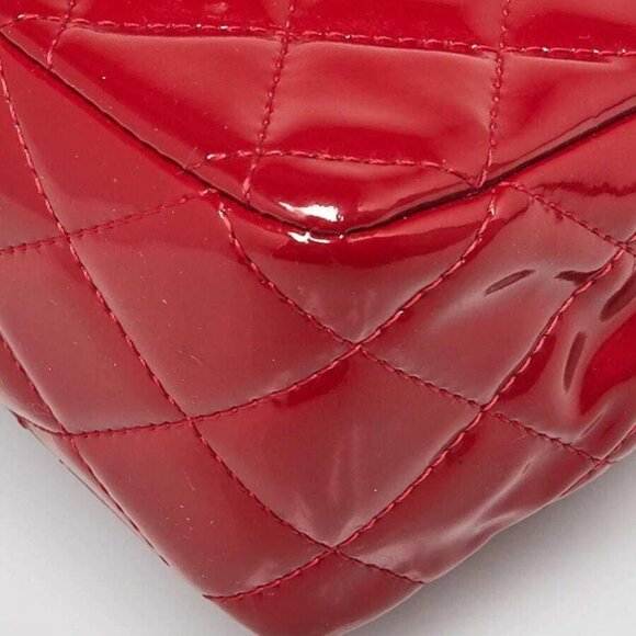 Chanel Red Quilted Patent Leather Classic Medium Double Flap Bag - Picture 10 of 12